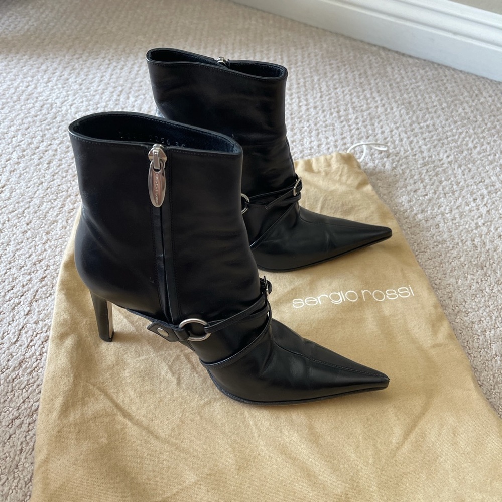 Black leather boots